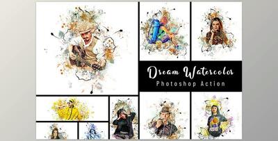Dream Watercolor Photoshop Action CreativeMarket - 7251794