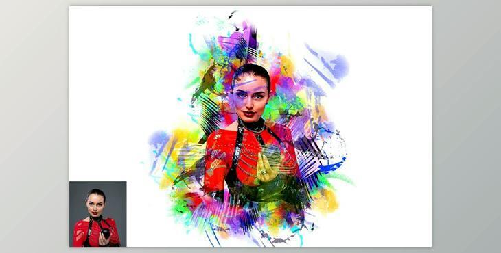 Dry Watercolor Effect PS Action CreativeMarket - 10848799