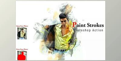 Paint Strokes Photoshop Action CreativeMarket - 6806219