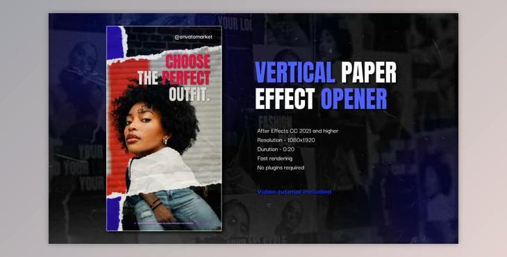 Paper Effect Fashion Opener Vertical (Videohive 55156393) - AE Project