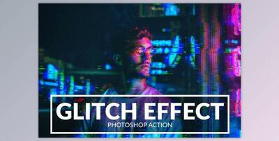 Glitch Effect Photoshop Action CreativeMarket 2273479