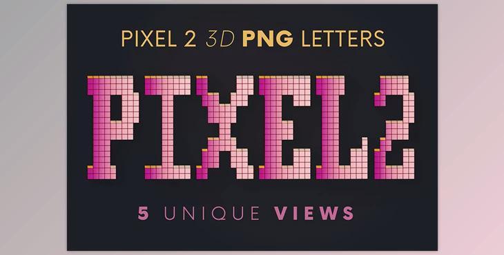 Pixel 2 – 3D Lettering CreativeMarket - 5780533