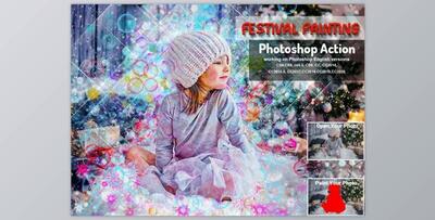Festival Painting Photoshop Action CreativeMarket-5710845 (ATN, ABR)