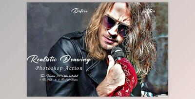 Realistic Drawing Photoshop Action Creativemarket - 10919378