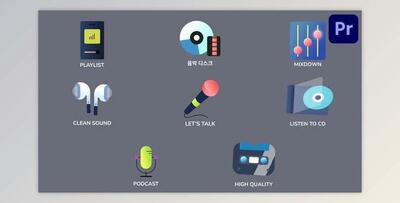 Music And Podcast Icons And Titles for Premiere Pro (Videohive 53688664)