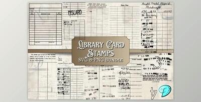 Library Card Stamps SVG & PNG Bundle