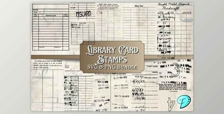 Library Card Stamps SVG & PNG Bundle