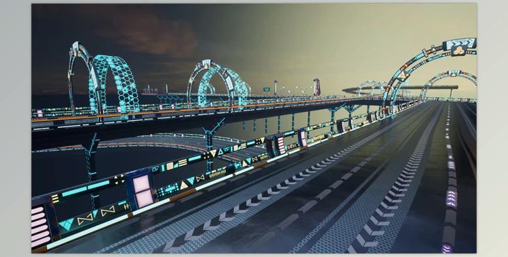 Unreal Engine - Sci-fi Road (Engine version 4.26- 4.27, 5.0- 5.2)