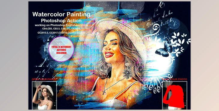 Watercolor Painting Photoshop Action CreativeMarket-5458160