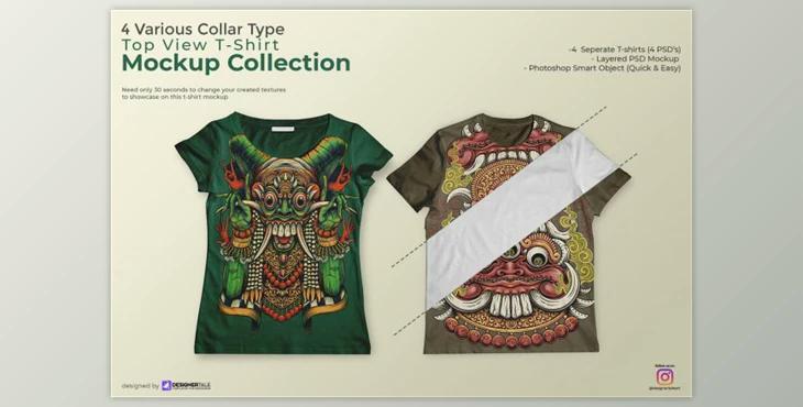 Multiple Collar Type T Shirt Mockup By Designertale