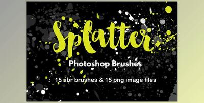 Watercolor Splatter Brushes Graffiti CreativeMarket-2385753 (ABR, PNG)