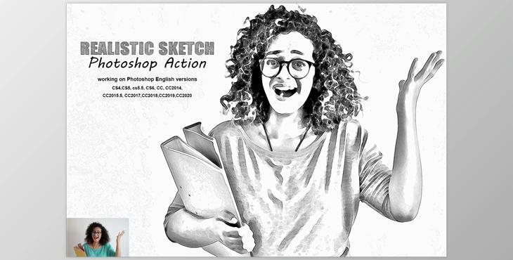 Realistic Sketch Photoshop Action CreativeMarket-5378308 (ATN)