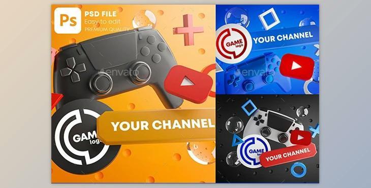 Gaming Youtube Channel Logo Promotion Mockup Pack GraphicRiver-28419187