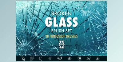 Broken glass Photoshop brush set CreativeMarket-5609767