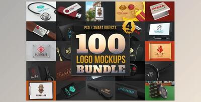 100 Logo Mockups Bundle Vol.4 CreativeMarket-2512347 (JPG, PSD, PNG)