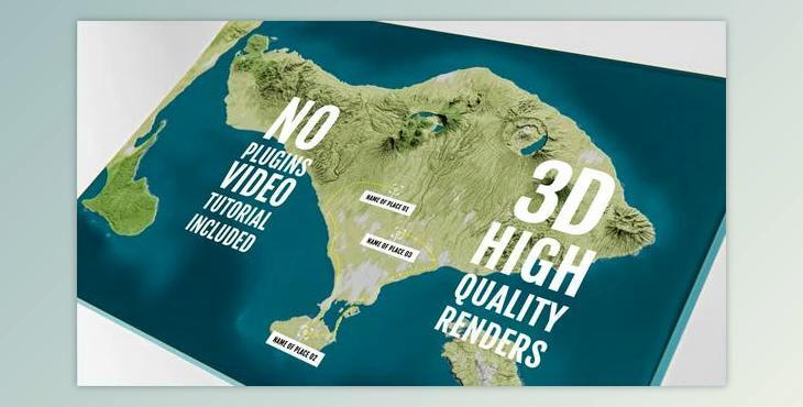 3D Physical Map - Bali / Indonesia (Videohive 44354500) - AE Project