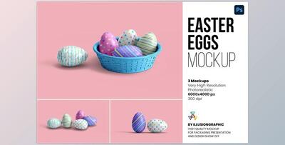 Easter Eggs Mockup – 3 Views CreativeMarket - 7139615