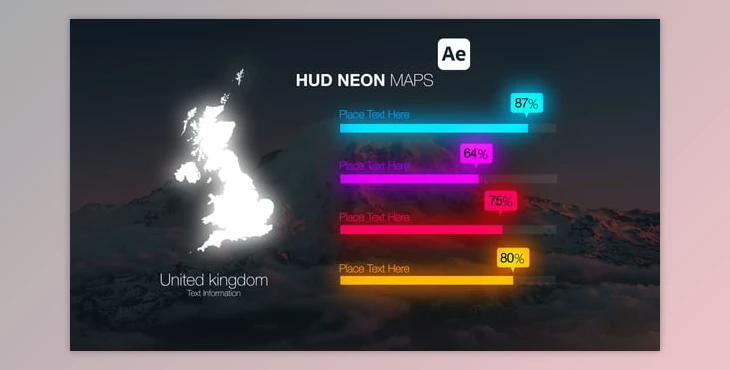 HUD Neon Maps (Videohive 55977247) - AE Project