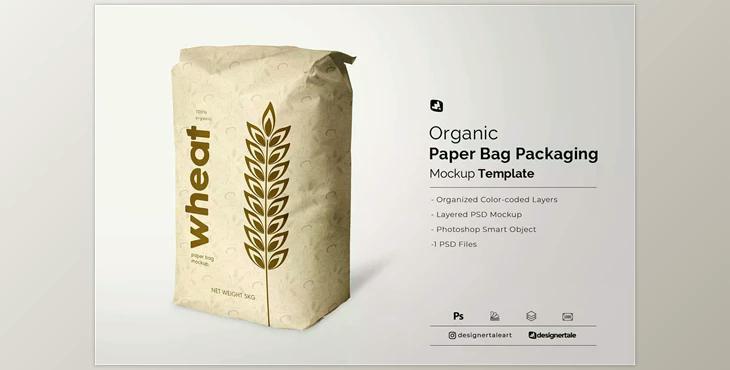 Organic Paper Bag Packaging Mockup CreativeMarket - 6610437