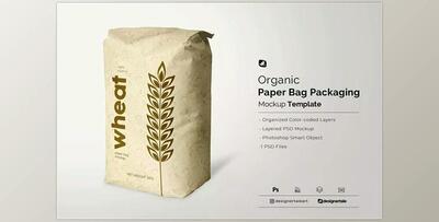 Organic Paper Bag Packaging Mockup CreativeMarket - 6610437
