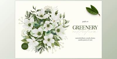 Greenery Watercolor Collection CreativeMarket - 7139406