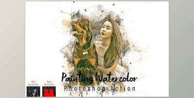Painting Watercolor Photoshop Action CreativeMarket - 7300280