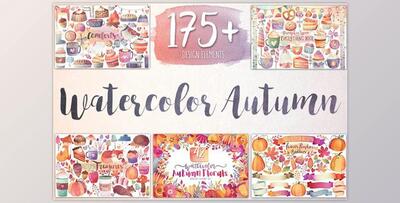 Watercolor Autumn & Winter Bundle (CreativeMarket-959235)
