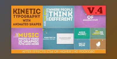 Kinetic Typography With Animated Shapes (Videohive 6552111) - AE Project