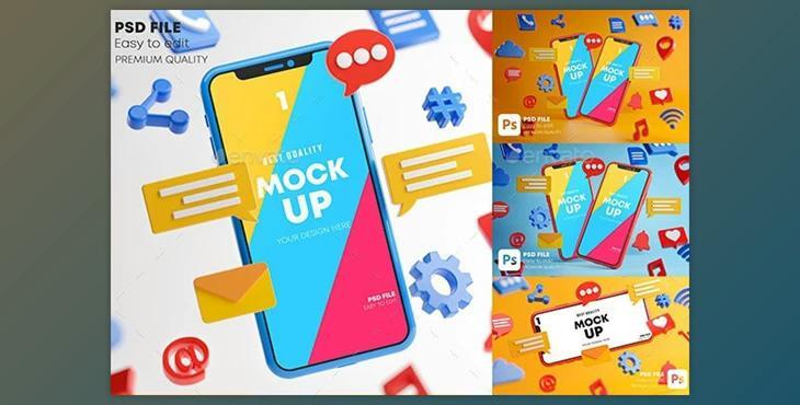 GraphicRiver Social Media Icons Smartphone Mockup Pack