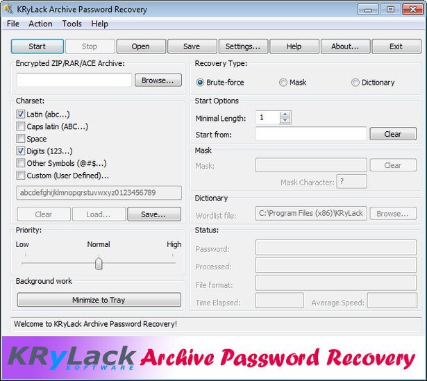 KRyLack Archive Password Recovery 3.70.69