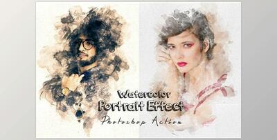 Watercolor Portrait Effect PS Action CreativeMarket - 8445777