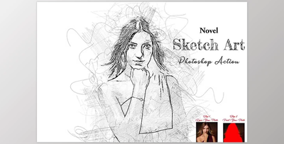 Novel Sketch Art Photoshop Action Creative Market – 12788920