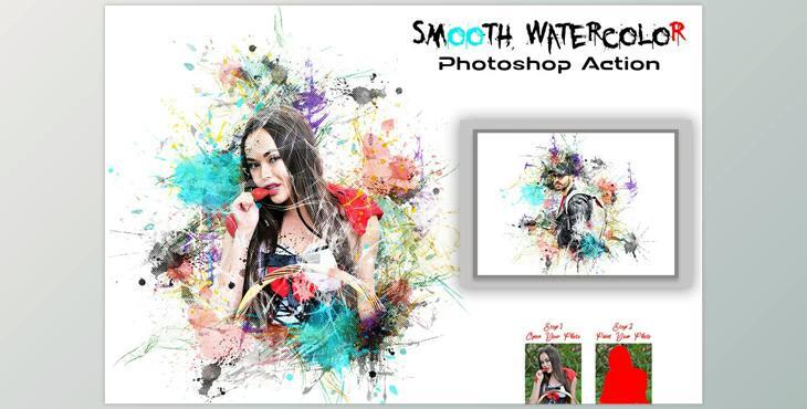 Smooth Watercolor Photoshop Action CreativeMarket - 7506994