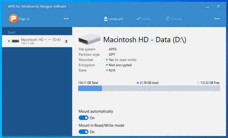 Paragon APFS for Windows 4.0.10