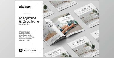 Magazine and Brochure Mockup GraphicRiver-31574226 (PSD, PNG, JPG)