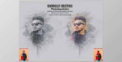 Modern Sketch Photoshop Action CreativeMarket-5873477 (PAT, ABR, ATN)