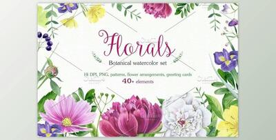 Florals watercolor set By Elegantia (PNG, JPEG)