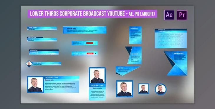 Lower Thirds Corporate Broadcast YouTube - AE, PR (Videohive 31482376) - AE Project