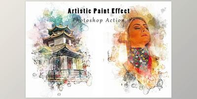 Artistic Paint Effect Photoshop Action Creative Market - 8455109