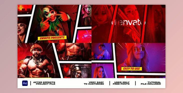 Comics Style Multiscreen Intro (Videohive 51671805) - AE Project