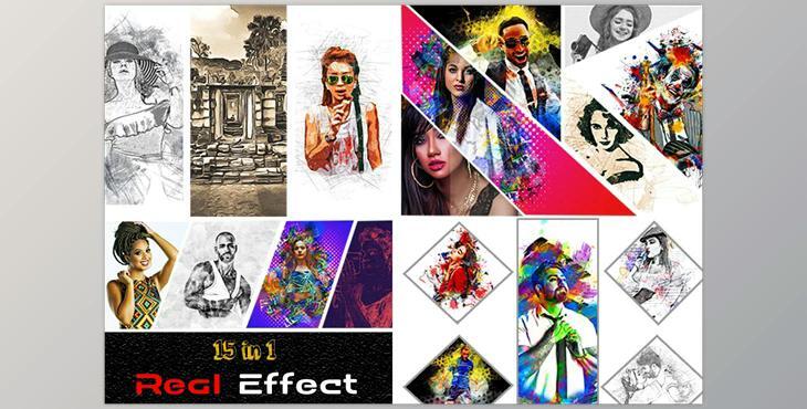 15 in 1 Real Effect Photoshop Action CreativeMarket - 7408924