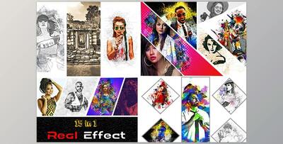 15 in 1 Real Effect Photoshop Action CreativeMarket - 7408924
