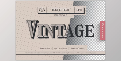 5 Vintage Editable Text Effects - 112924808