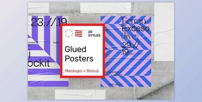 Glued Poster Mockups Scene Generator (JPG, PSD, PDF)