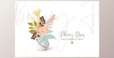 February Flowers floral clipart set CreativeMarket - 5927923