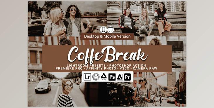 Coffee Break Presets CreativeMarket-5689372 (LRTEMPLATE, XMP, DNG, PDF, ATN) - Mobile And Desktop