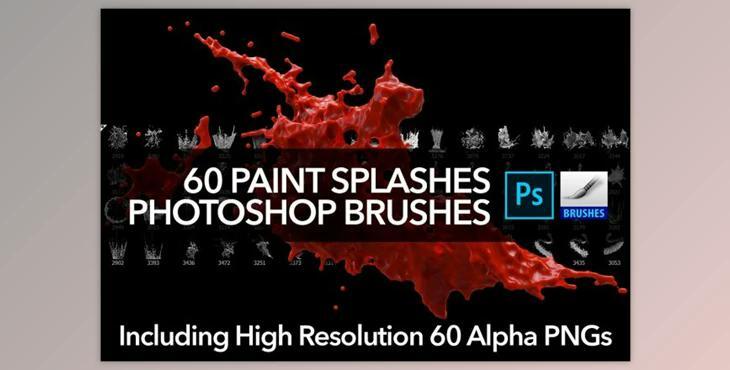 60 Paint Splash Brushes for PS CreativeMarket 4388616