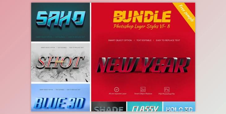 3D Bundle Photoshop Layer Style (PSD) Creativemarket 4407585