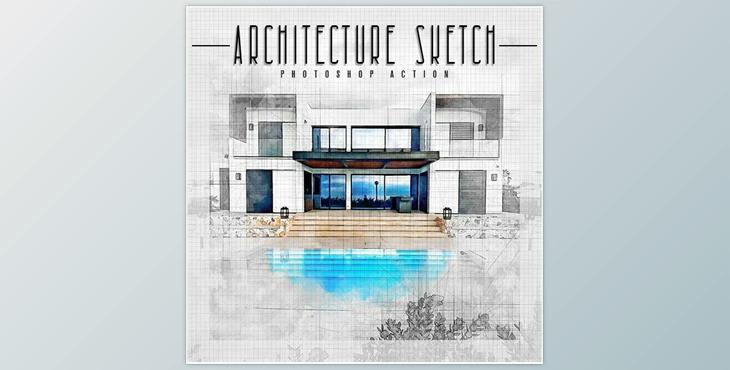 Architecture Sketch – Watercolor Photoshop Action GraphicRiver-33402048 (ABR, PAT, ATN)