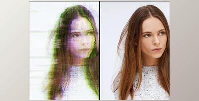 Glitch Distortion Effect Mockup on White (PSDT)